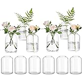 Glasseam Glass Bud Vases for Centerpieces: Clear Small Flower Vase Decor Bulk Set of 12 Simple Modern Decorative Vases for Flowers Mini Candle Vase Wedding Centerpiece for Dining Table Decorations