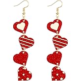 Valentine’s Day Earrings for Women Glitter Love Red Heart Earrings Lightweight Acrylic Valentines Jewelry Gifts for Her