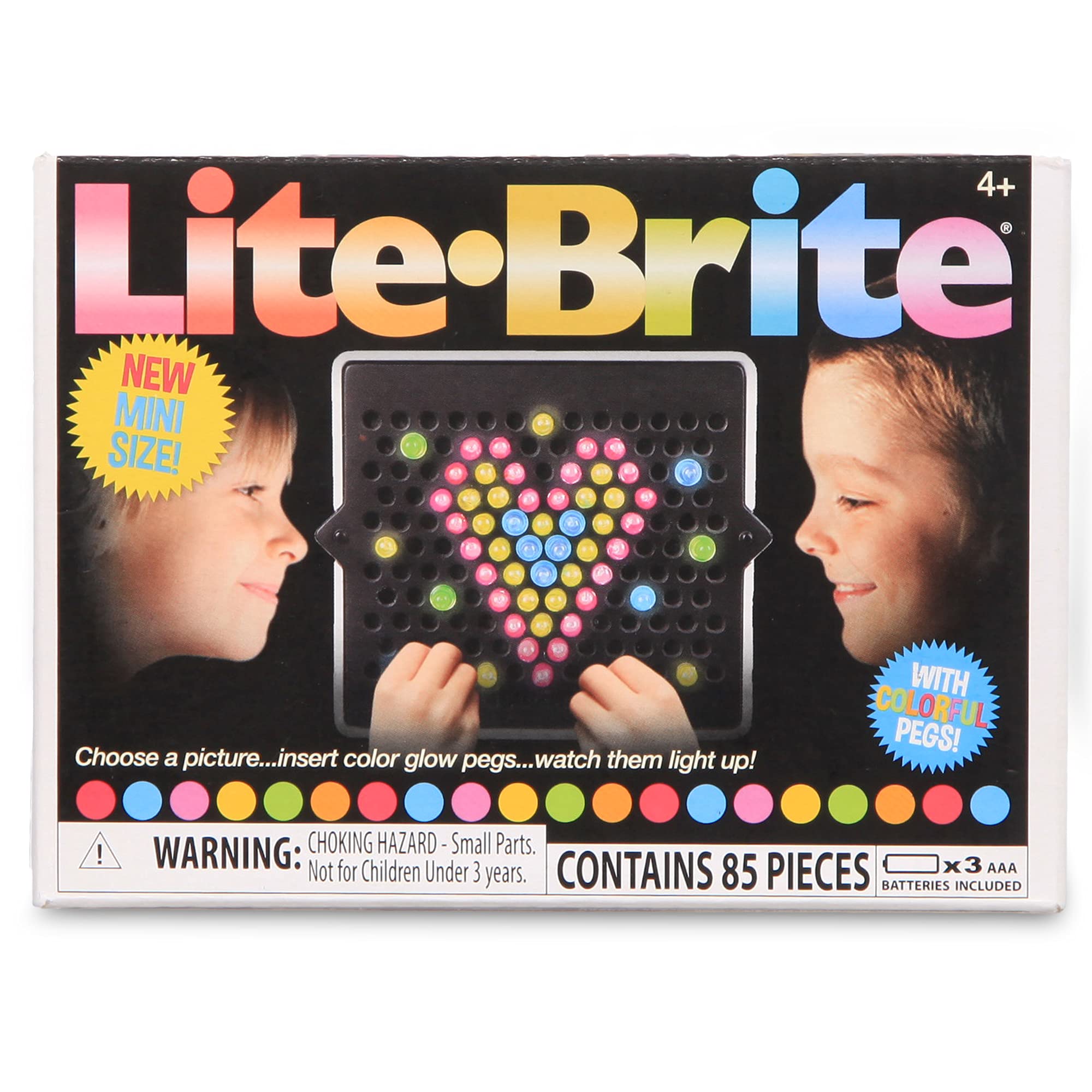 Basic Fun Lite-Brite | Mini | Light Up Drawing Board, LED Board with Colours, Light Up Toys for Creative Play, Glow Art Neon Effect Drawing Board, Light Toys for Kids Ages 4 02216