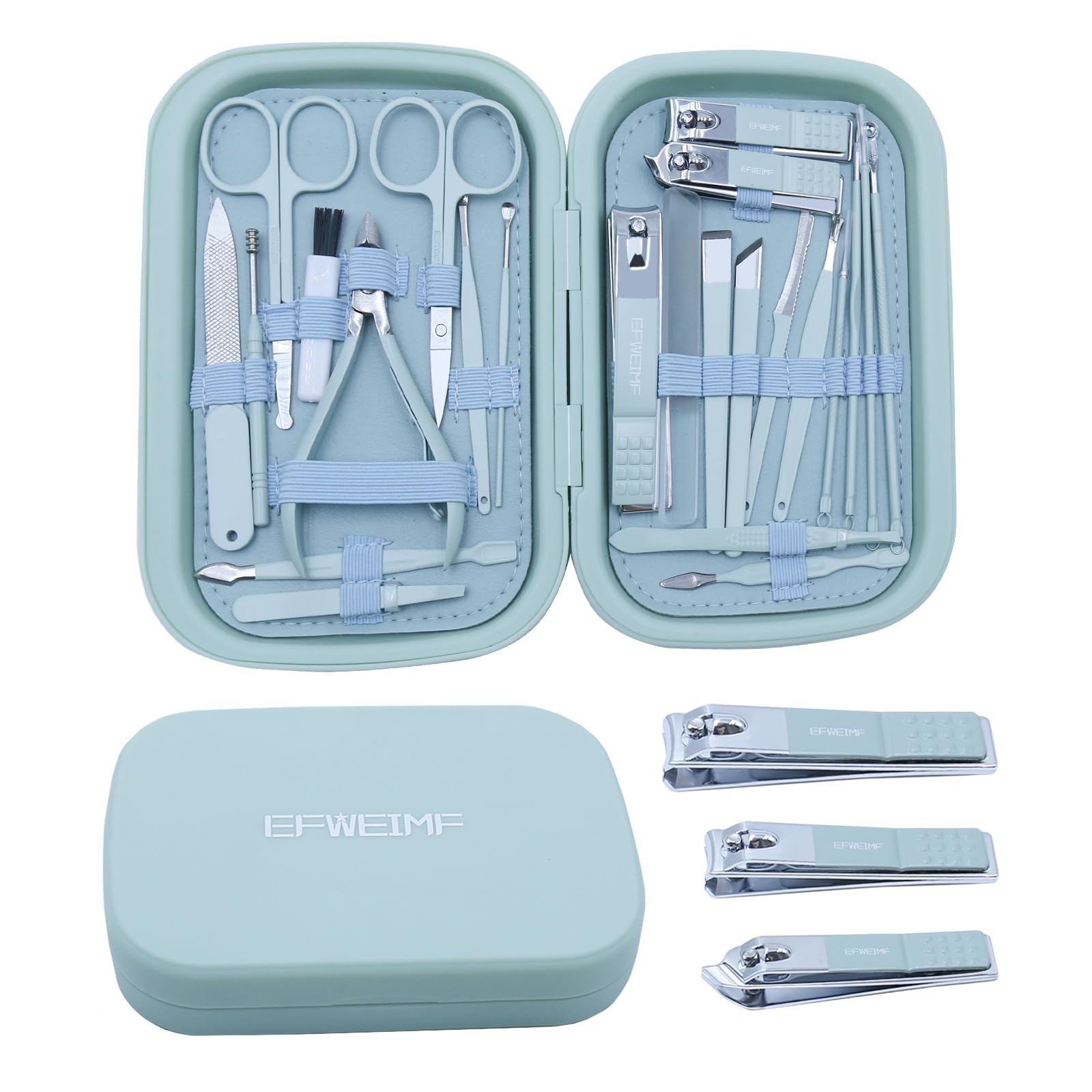 Manicure Set Professional Nail Clippers Kit Pedicure Care Tools 24pcs Stainless Steel Grooming Tools With Black PU Leather Case for Travel or Home Professional Tools Gift for Men Women Friends