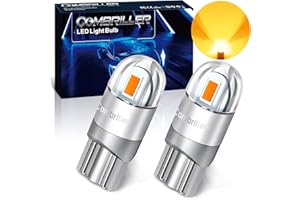 Combriller 194 LED Bulb Amber Yellow, Error Free 194 168 LED Bulb T10 2825 w5w Led Interior Car Lights for Car License Plate Light Dash Lights Interior Dome Map Door Marker Courtesy Light, Pack of 2