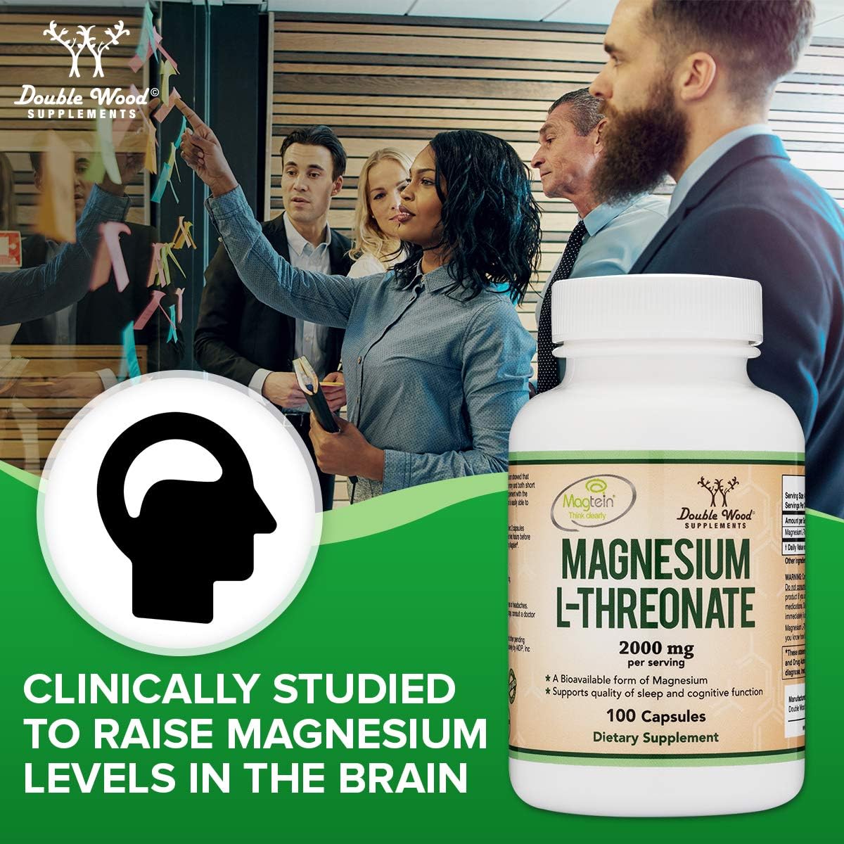 Magnesium L Threonate Capsules (Magtein) – High Absorption Supplement – Bioavailable Form for Sleep and Cognitive Function Support – 2,000 mg – 100 Capsules: Health & Personal Care
