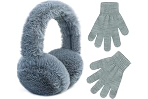 POXIMI Baby Warm Earmuffs Kid Magic Gloves Girl Soft Plush Ear Muffs Toddler Knit Mittens for Boy Winter Ear Warmer Set