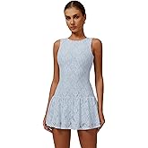 ABOCIW Womens Lace Tennis Dress Built in Shorts High Neck Sleeveless Golf Athletic Summer Mini Dress
