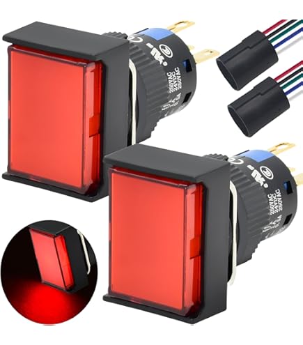 Buttonアソート Aexit 5 x Switches Red Cap Rectangle Momentary 2-Terminal