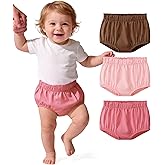 WRYGRTA 3 Pack Baby Bloomers for Girls Boys Diaper Covers Shorts Elastic Soft Clothes Size 6-24 Months