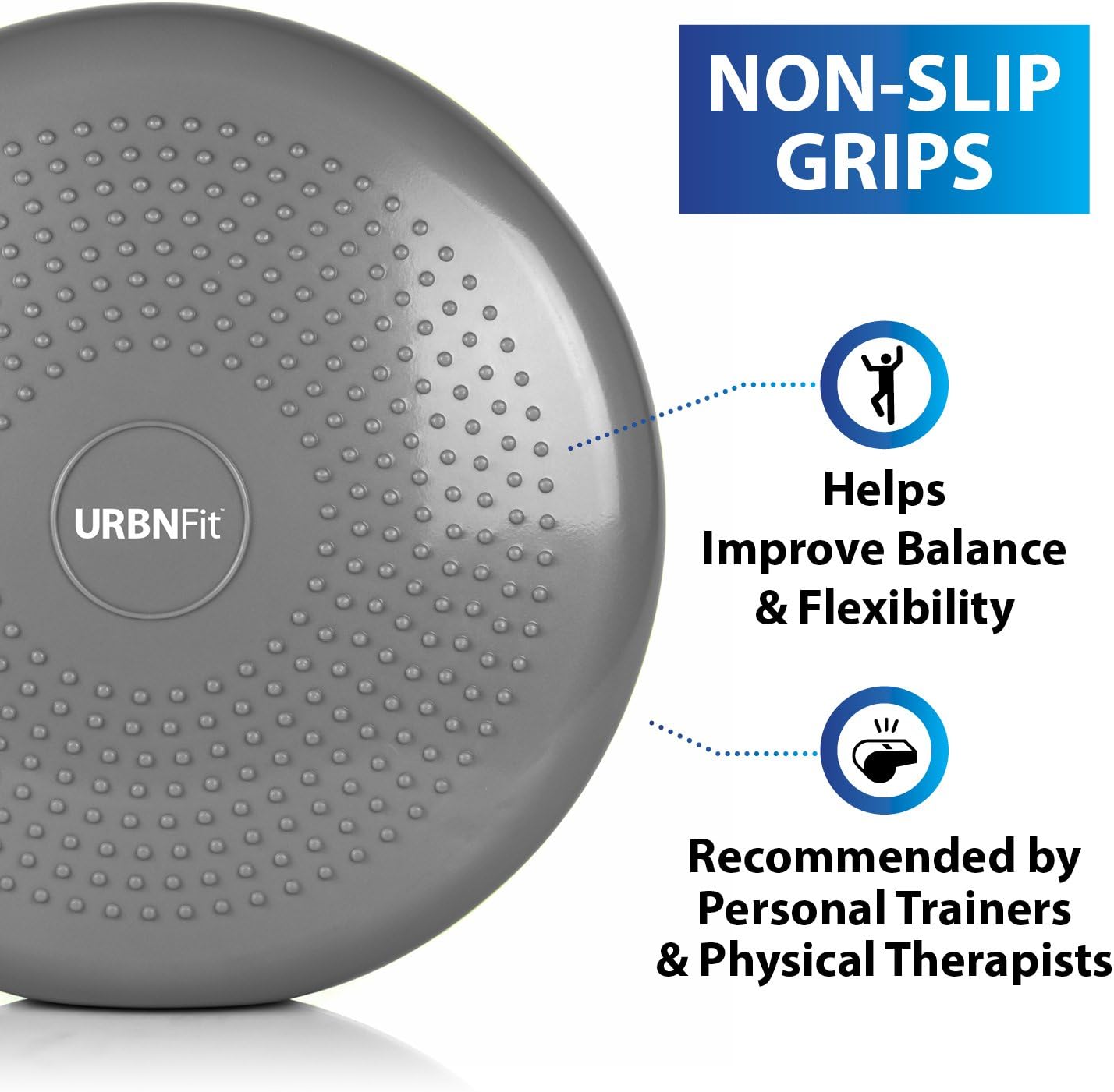 Balance Disc-Stability Wobble Cushion-Lumbar Support For Desk and Office Chair, Lower Back Pain Relief and Support-Kid’s Wiggle Seat For Classrooms-Home Gym Workout Equipment - Pump Included (Silver) : Sports & Outdoors