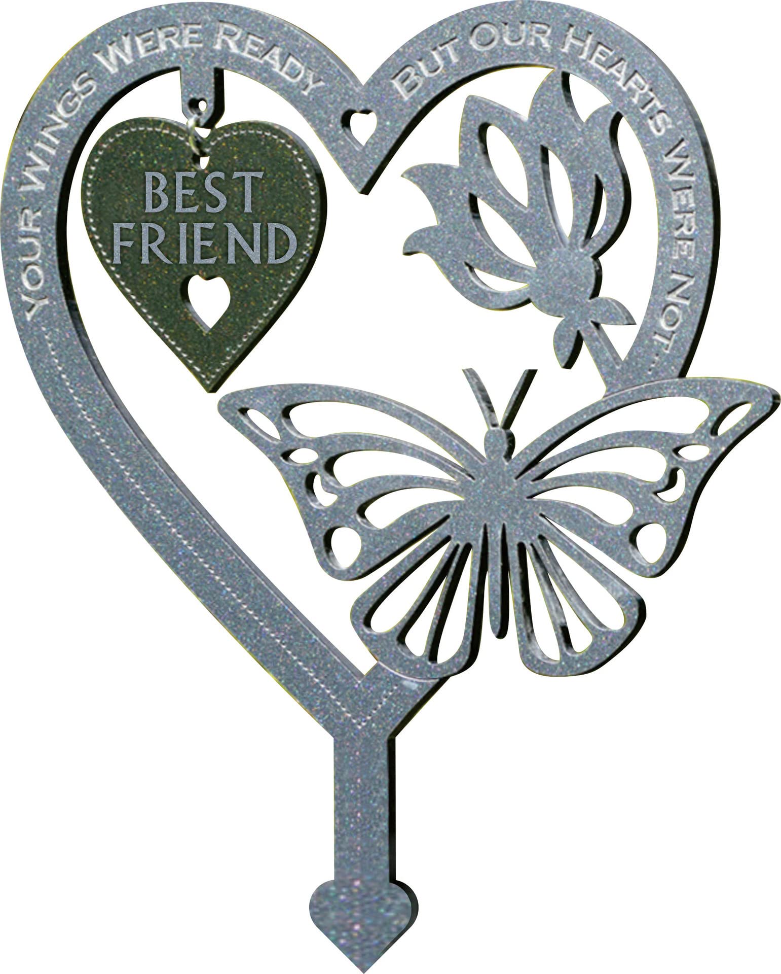 PEIQICHU Grave Decorations for Cemetery BEST FRIEND Memorial Plaques for Outdoors For Loss of Friend Graveside Metal Stick Garden Ornaments Marker Friend Tribute Remembrance Gifts Heart Decorative