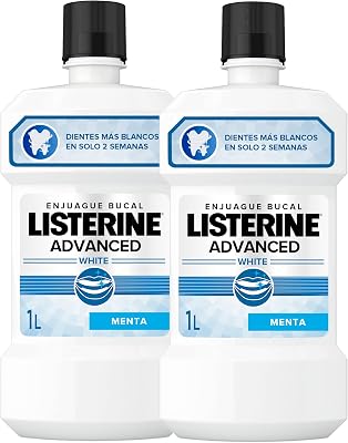 Advanced White Mild Flavor (pack de 2 x 1 L), bain de bouche blanchissant, bain de bouche sans alcool, élixir oral pour un nettoyage buccal optimal, arôme menthe