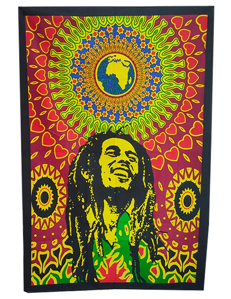 NK GLOBAL Bob Marley Wall Hanging Tapestry Wall Posters Printed Cotton Fabric Table Cloth Decorative Table Runner Yoga Mat