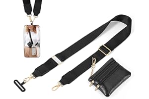 Dadanism Clip and Go Strap for Phone with Wallet Crossbody, Detachable Phone Lanyard Crossbody with Zippered Pouch, Adjustable Cell Phone Strap for iPhone 16 and Most Smartphones, Black