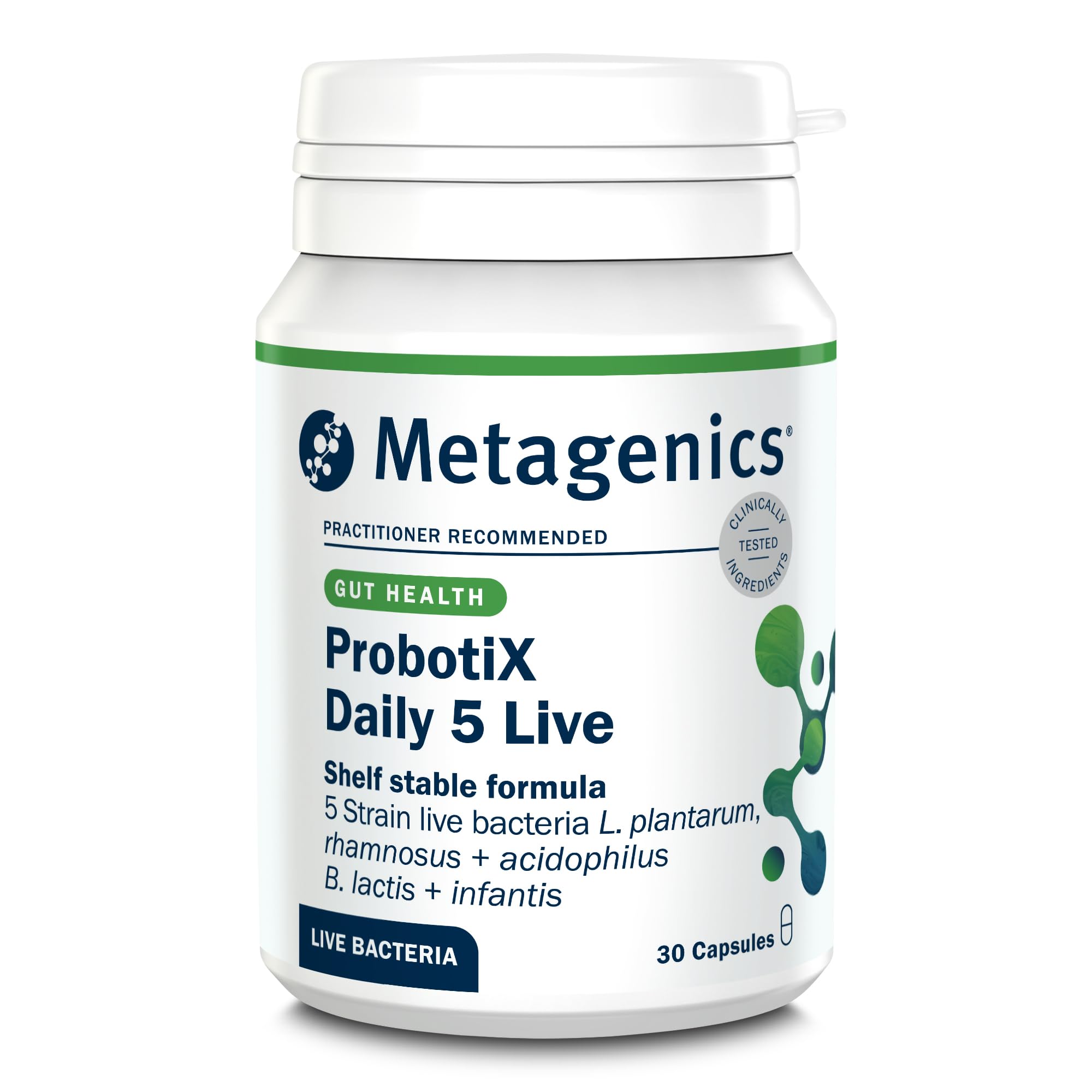 Metagenics ProbotiX Daily 5 Live Bacteria - Travel Friendly Supplement - Multi-Strain Formula - 30 Capsules