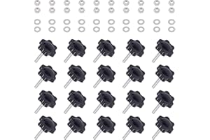 Swpeet 60Pcs M4 x 20 Hex Shaped Male Thread Metal Clamping Hand Star Knobs with 304 Stainless Steel Hex Nuts and Flat Washer Assortment Kit, Clamping Screw Plastic Screw-On Handle Clamping Knob(M4*20)