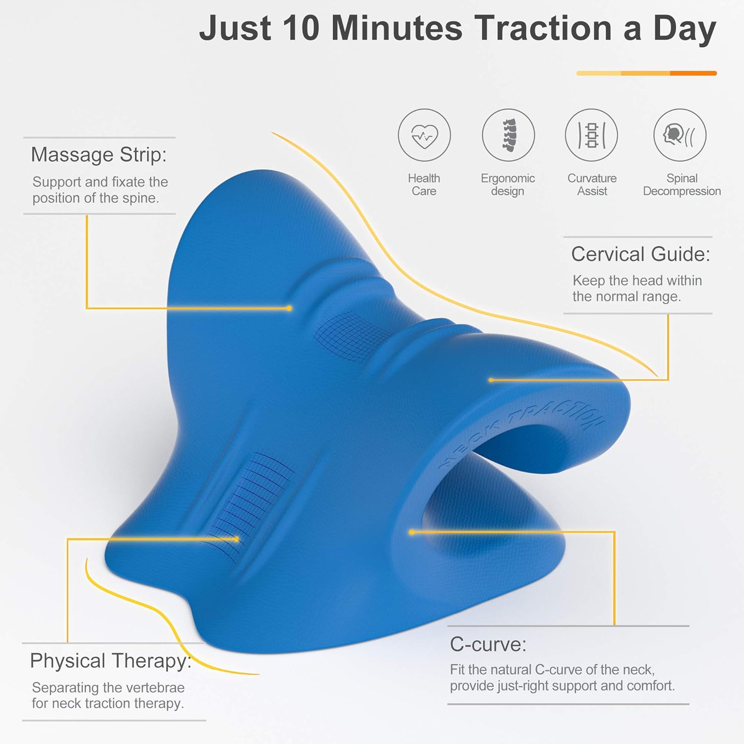 Cervical Traction Device, Yarkor Portable Neck Stretcher for Neck Pain Relief, Chiropractic Pillow Neck Stretcher for TMJ Pain Relief: Health & Personal Care