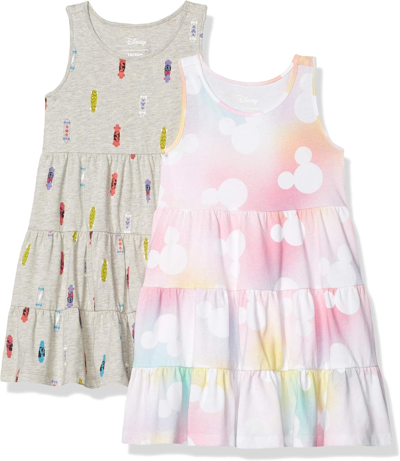 Spotted Zebra Girls' Disney Star Wars Marvel Frozen Princess Knit Sleeveless Tiered Dresses: Clothing
