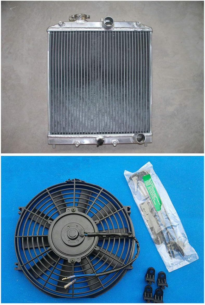 4 ROW Aluminum Radiator+Fan For Honda Civic EK EG B16 B18 1992-2000 MT 32mm pipe