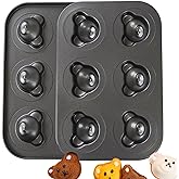 Elesinsoz 2 Pack Mini Bear Shaped Muffin Pans, 6 Cavity Non-Stick Madeleine Mold Cake Pan, Mini Muffin for Edible Bear Cake Topper Decoration Shower Birthday Party Decorations