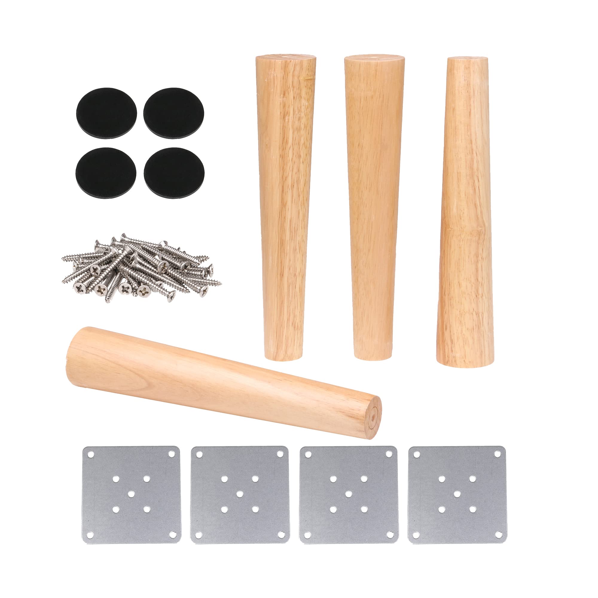 30x6x3.5cm 4PCS Solid Wood Color Tapered Reliable Wood Furniture Cabinets Legs Sofa Feet