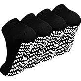 Artfasion Non Slip Socks with Grip: Men's Grippy Non Skid Ankle Socks for Hospital Elderly Women Pilates Fitness 4 Pairs