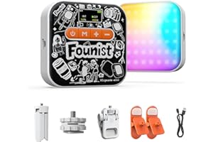 Founist Magnetic RGB Video Light, with Mini Tripod & Phone Clip, 2500K-9000K LED Camera Light, 22 Scene Modes, 2000mAh Rechar