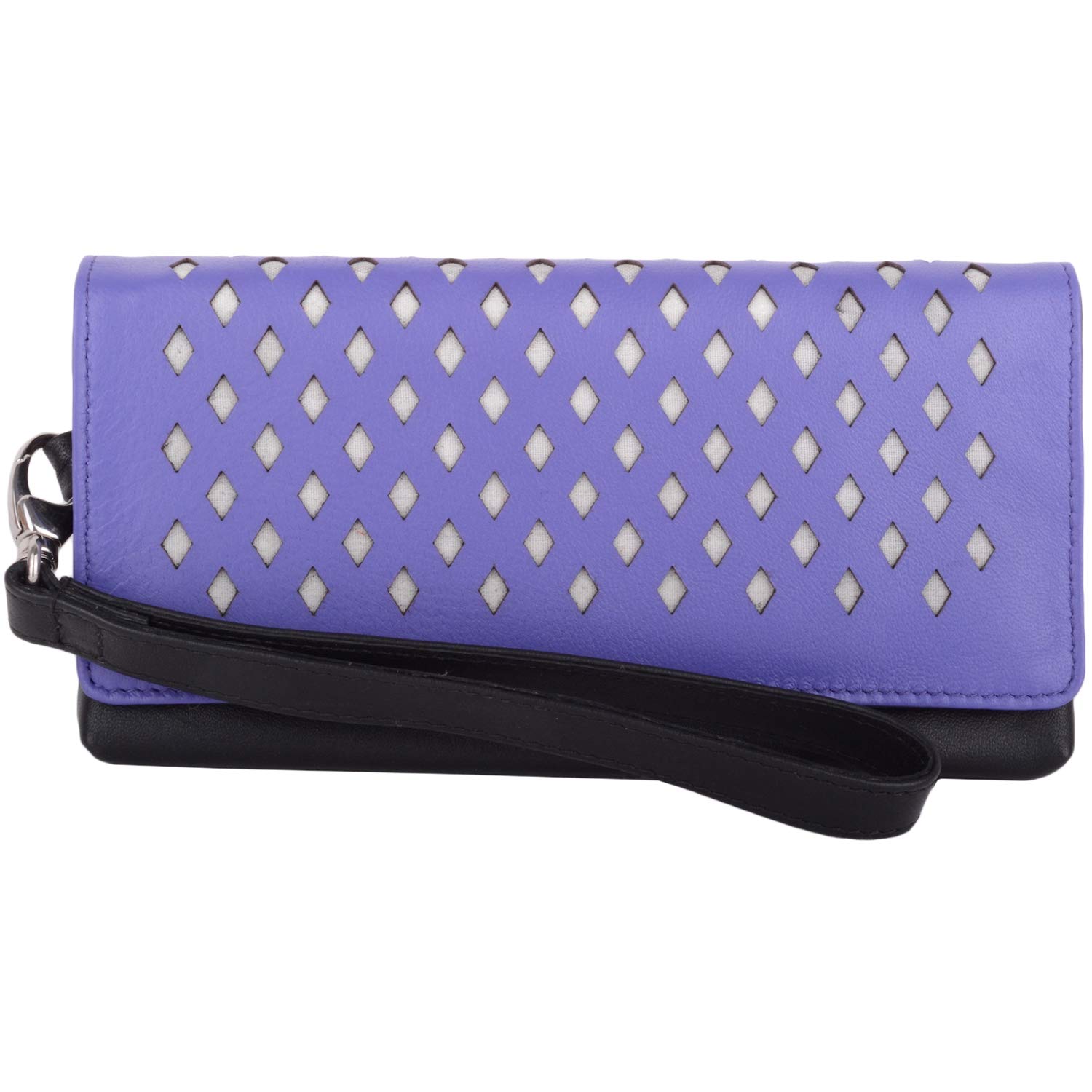 Valita Womens Soft Leather RFID Protected Multi Colour Purse Pouch with Invisible Magnetic Fastenings - Black/Violet