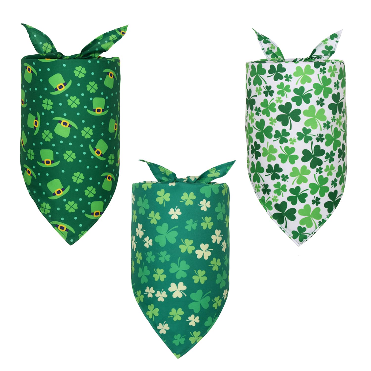 MEISH 3 Pieces St. Patrick's Day Dog Bandana Cute Green Irish Pet Clover Clothes St. Patrick's Day Dog Cat Bibs Pet Shamrock Scarf for Dogs Cats