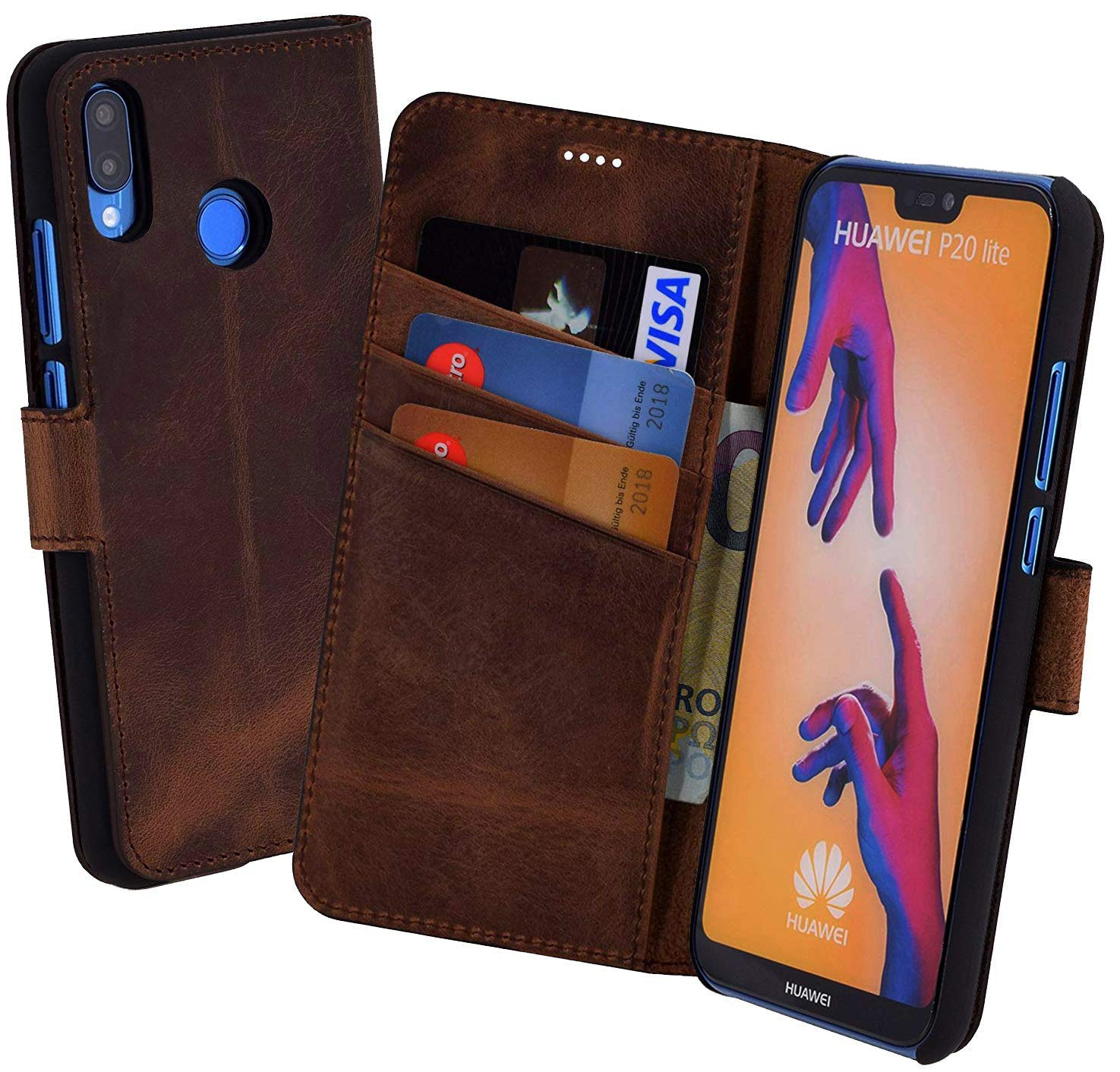 Huawei P20 Lite | (Slim Fit) Leather Book Style Case Leather Mobile Phone Case Cover With Stand And Card Slot