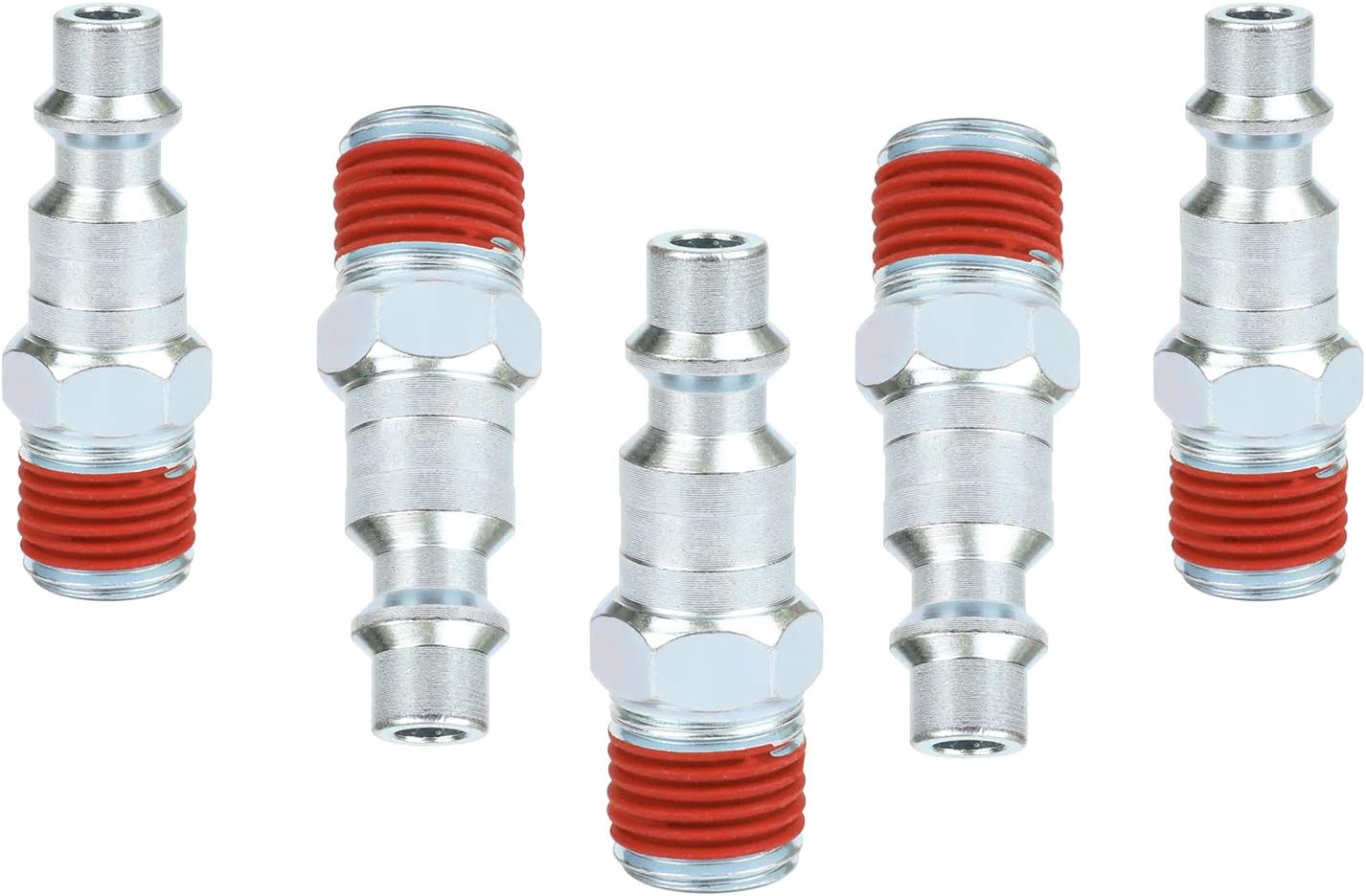 WYNNsky Industrial Air Plug Set, 1/4 Inch Body Size, 1/4 Inch NPT Male Threads Size, 5 Piecess Steel Air Compressor Accessories Fittings - - 