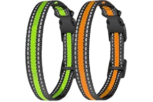 aikko 2 Packs Dog Collars Strap for Most of Electronic Training Shock Bark Collar Receivers-Adjustable Durable Reflective Waterproof 3/4 Inch Collar Replacement for Barking Fence-Pet Nylon Collar