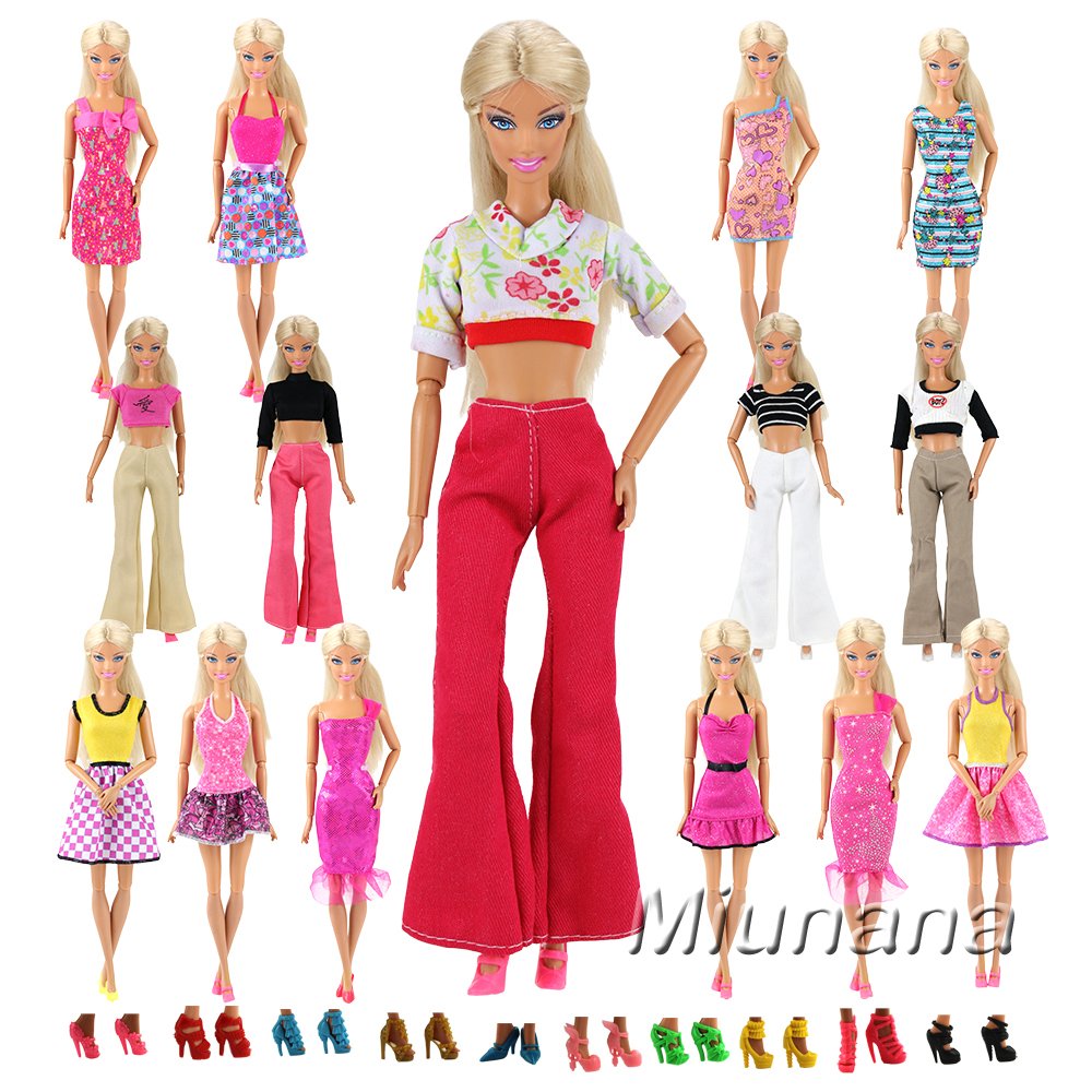 durable modeling Miunana 20 \u003d 10 Traje de Ropa Casual con Camiseta y Pantalones Hecho a mano Ropa Vestir Fiesta + 10 pares Zapatos Accesorios como Regalo para Muñeca Barbie 30cm Doll - shiftingoutcomes.com