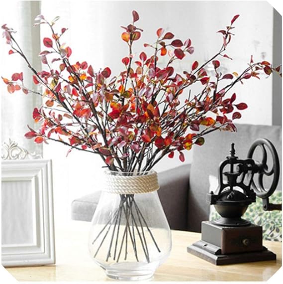 Artificial Plastic Tree Branches with red Silk Leaves for