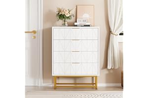 GarveeTech 4 Drawer Dresser with Wide Storage, Modern Wood Chest Organizer with Metal Legs for Bedroom, Living Room or Hallwa