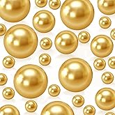 200Pcs Gold Vase Filler Pearl Beads for Centerpieces Vases, No Hole Faux Polish Pearls for Floating Candle Home Birthday Wedding Party Table Decor(8/14/20mm)