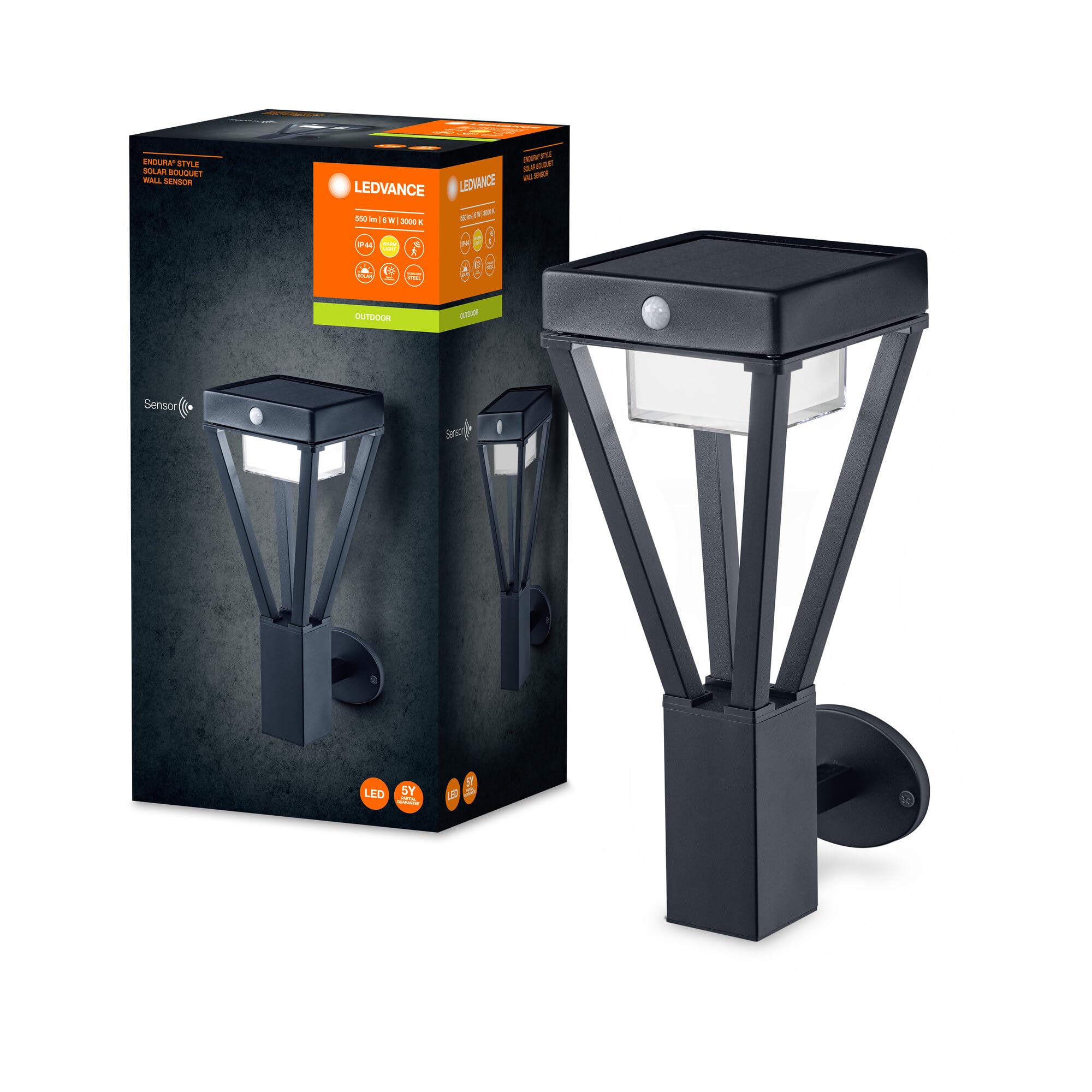 LEDVANCE Wall and Ceiling luminaire LED: for Wall, Endura Style Solar Bouquet / 6 W, 3 V, Warm White, 3000 K, Body Material: Aluminum, IP44, Pack of 1