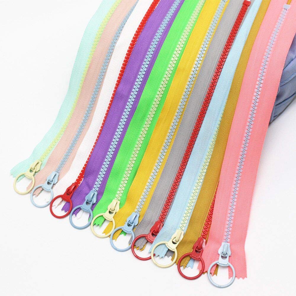 Rmeet Resin Zipper,15CM Coloured Zipper with Ring 10 Pack Colorful Zip Fasteners for Tailor Sewing Crafts Bag Garment 10 Colors