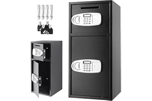VEVOR Large Double Door Security Safe Box 2 in 1 Design, Steel Safe Box Strong Box with Digital Lock LCD Screen for Money Gun