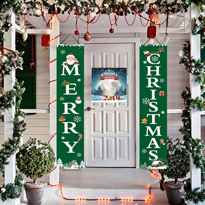 HEMOTON Merry Christmas Banner, Christmas Door Banner Decor