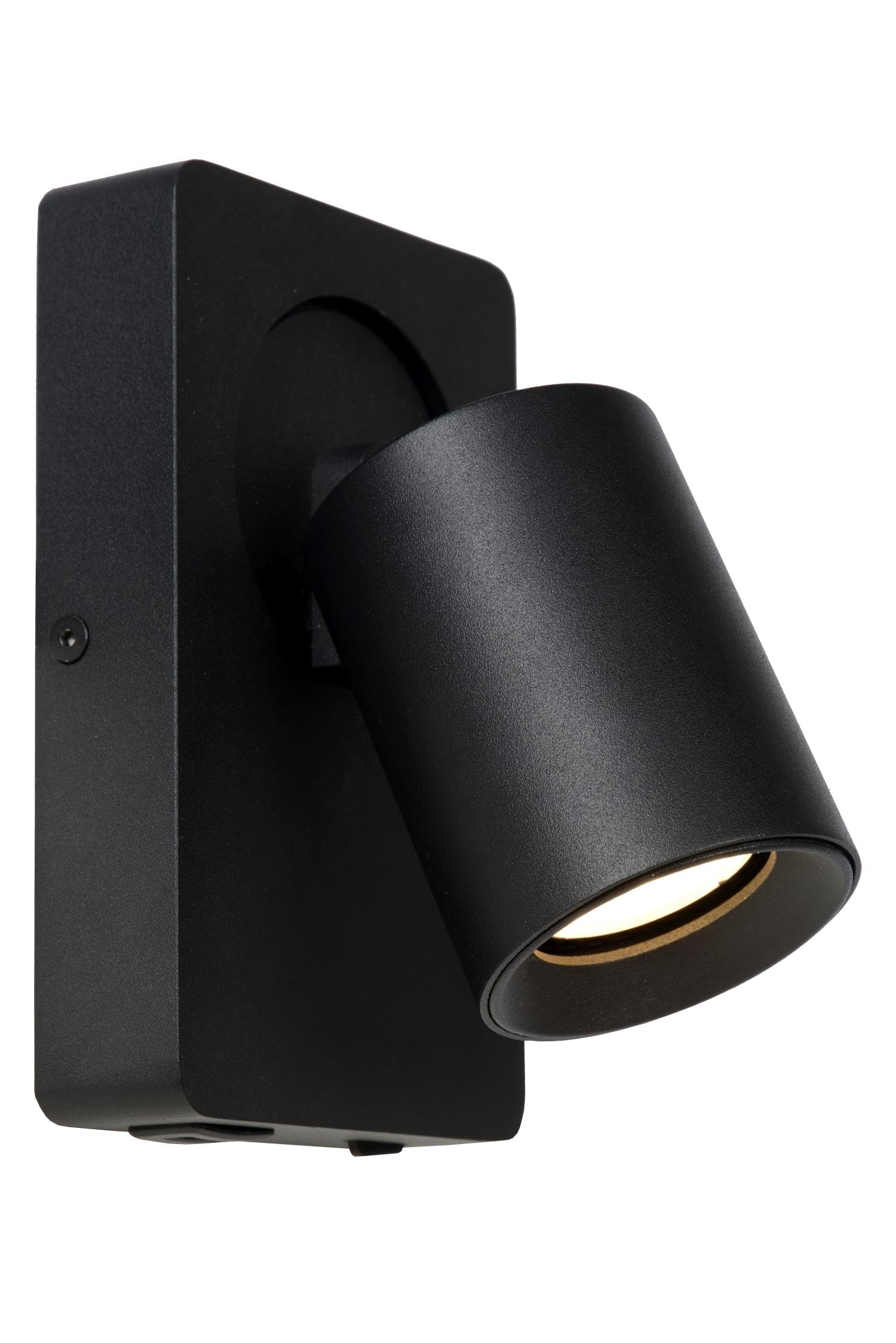 LUCIDE Nigel - Bedside lamp/Wall Light - LED Dim to Warm - GU10-1x5W 2200K/3000K - with USB Charging Point - Black