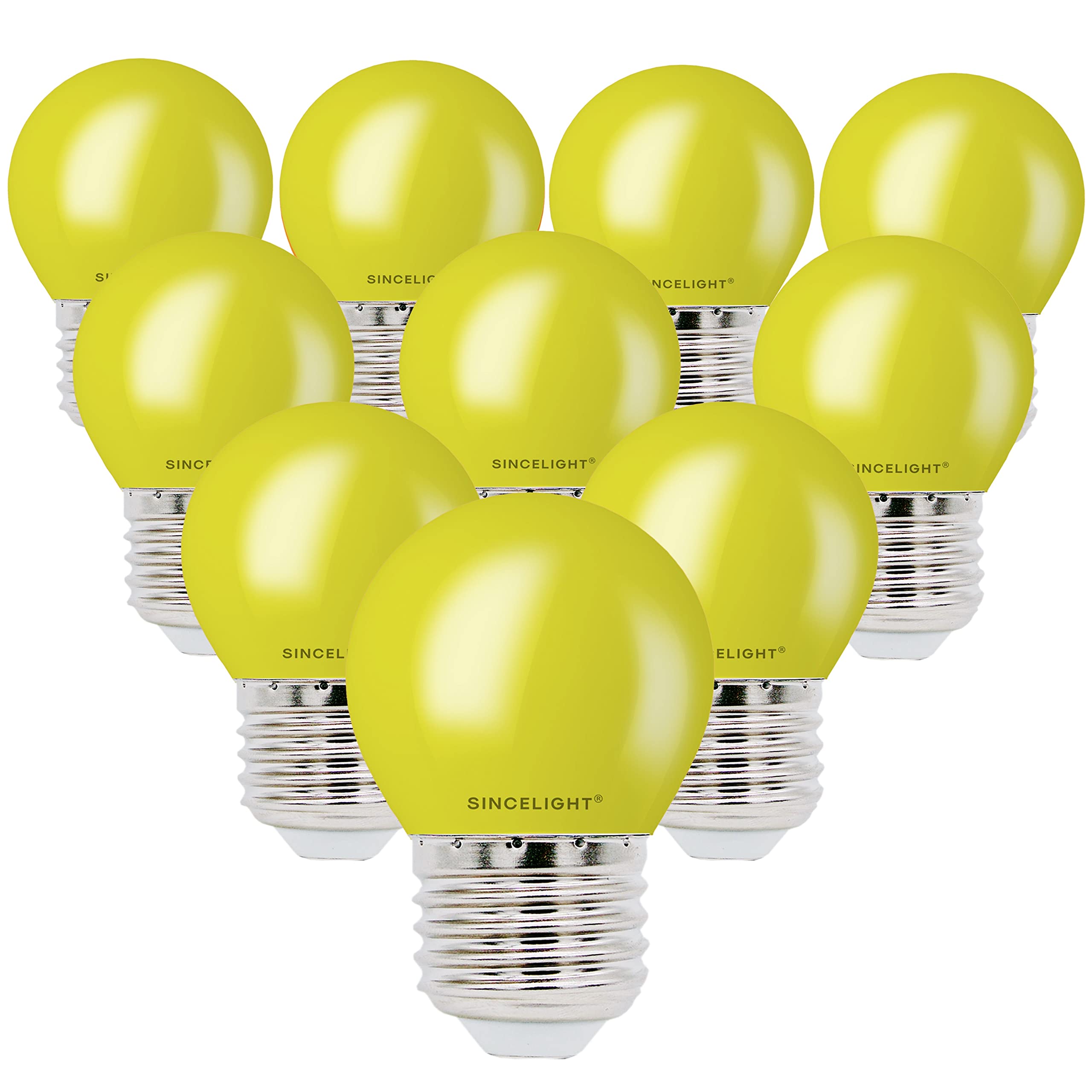 SINCELIGHT E27 LED Yellow Coloured Bulbs 1W Festive Decorative Garden Party Light,Pack of 10