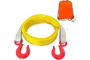 HENBOW Lifting Web Sling with Hooks|3" × 10' Heavy Duty Recovery Strap with G80 Eye Hooks|13200Lbs Safety Work Load|Lifting Trailer Tie Down Recovery Accessories for Car Truck