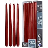 12 Pack Tall Taper Candles - 10 Inch Burgundy Dripless, Unscented Dinner Candle - Paraffin Wax with Cotton Wicks - 8 Hour Burn Time