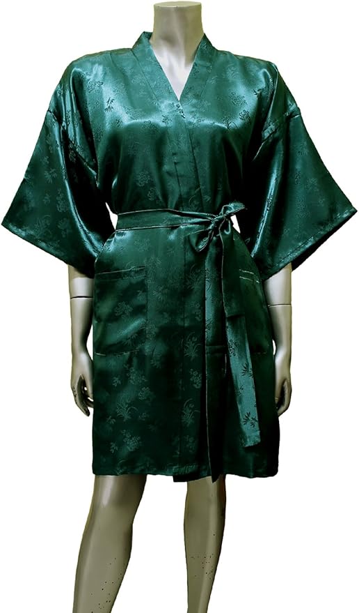 Kimono Satin Silk Robe Bathrobe for Women (Short) Sea Green at Amazon Women’s Clothing store