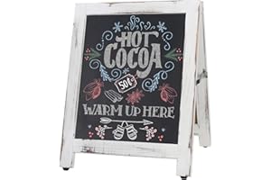 DOCMON Chalkboard Signs,12" x 16" Rustic Magnetic A-Frame Small Chalkboard Sign for Food, Free Standing Chalk Board Sign Board, Sandwich Board Menu Display for Restaurant, Business or Wedding