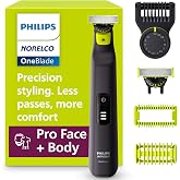 Philips Norelco OneBlade Pro 360 Face + Body Trimmer and Shaver | Trim, Edge &amp; Shave Face &amp; Body, Precision Styling, 14-Length Comb, Body Kit, Wet &amp; Dry Use, 90-Minute Runtime, Soft Pouch