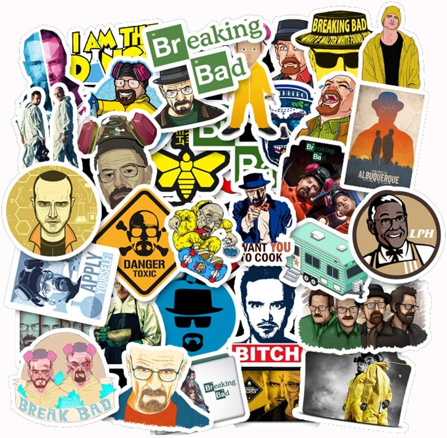 Breaking Bad Laptop Stickers Vinyl - Waterproof Decal Water Bottle Skateboard Guitar Travel Phone Case Door Luggage Car Bike Bicycle (50 pcs) Removable Not Repeat