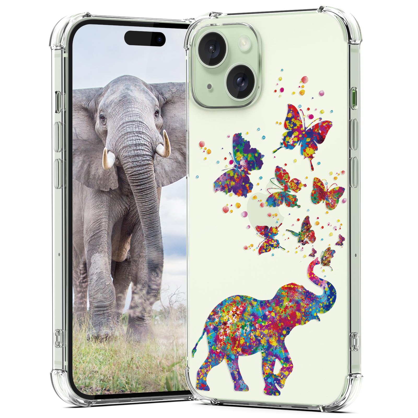 Photo 1 of BEIMEITU for iPhone 15 Case Elephant Butterfly Cute, Back Cover Case Slim