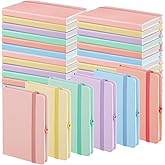 Laumoi 12 Pieces Small Notebooks A6 Pocket Journals 3.5 x 5.5 Inch Small Leather Notebook Mini Ruled Lined Journal with Elastic Band Pen Holder Page Marker Ribbons (Macaron Colors)