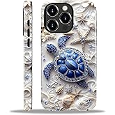 MQJCYB Case for iPhone 12 Pro Max, Hybrid Heavy Duty 2 in 1 Full Body Rugged Shockproof Protection Glossy Case for iPhone 12 Pro Max - Sea Turtle Starfish Ocean