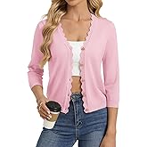 GRACE KARIN Women's 3/4 Sleeve V Neck Button Down Lightweight Cardigan Sweater Open Front Dressy Shrugs Spring Fashion