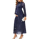 CYCLAMEN Formal Maternity Dress Sparkly Halter Neck A-Line Maxi Gown Baby Shower Pregnancy Photoshoot Wedding Guests